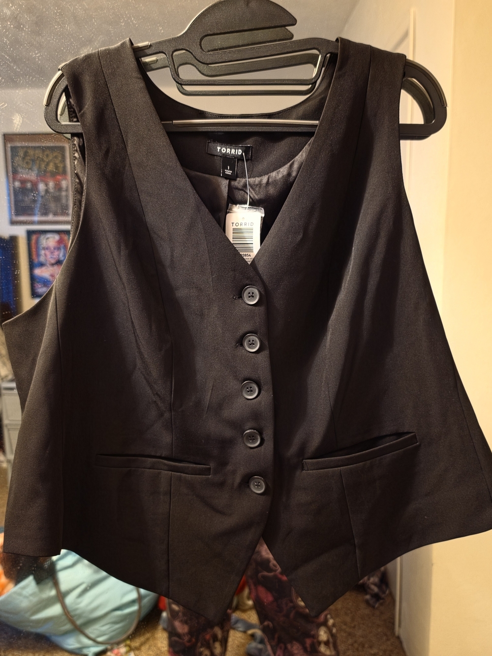 torrid Black Button-Front Vest with V-Neck